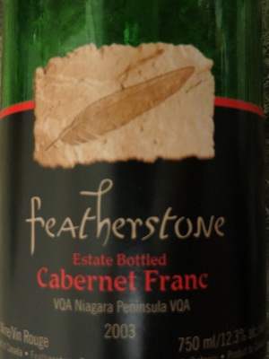 Lost & Found:  Featherstone 2003 Cabernet Franc – Estate Bottled