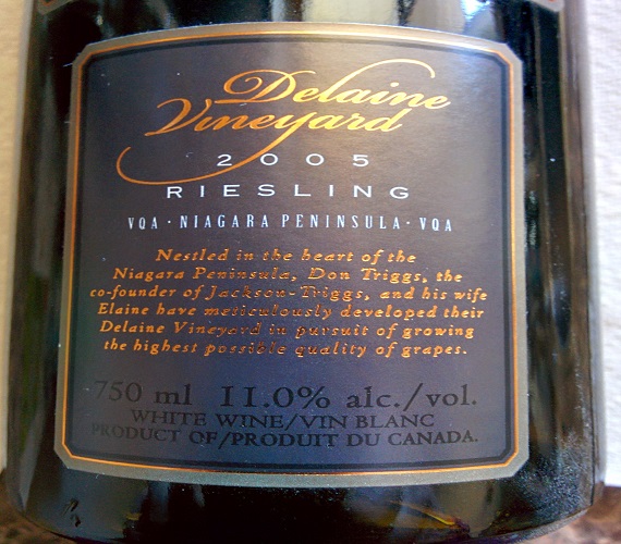 Taste it Again: Jackson-Triggs 2005 Delaine Vineyard Riesling