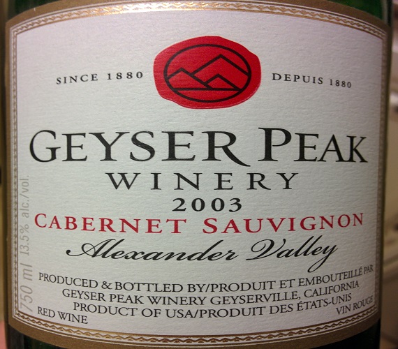 Geyser Peak 2003 Cabernet Sauvignon (California)