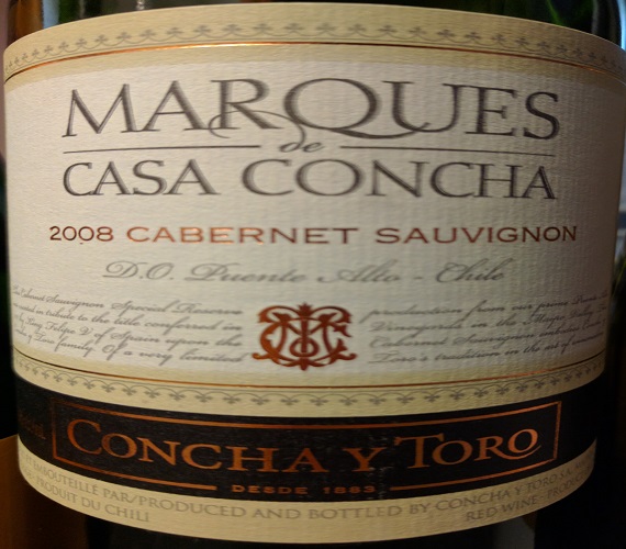 Concha y Toro 2008 Cabernet Sauvignon, Marques de Casa Concha (Chile)