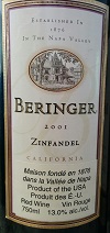 Beringer 2001 Zin