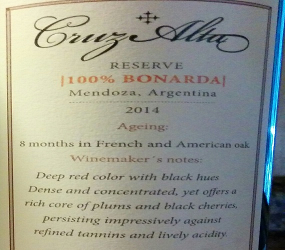 Cruz Alta 2014 Bonarda Reserva (Argentina)