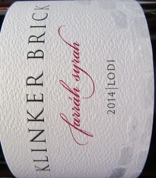 Video Review : Klinker Brick 2014 Farrah Syrah (California)