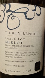 Thirty Bench 2010 Small Lot Merlot