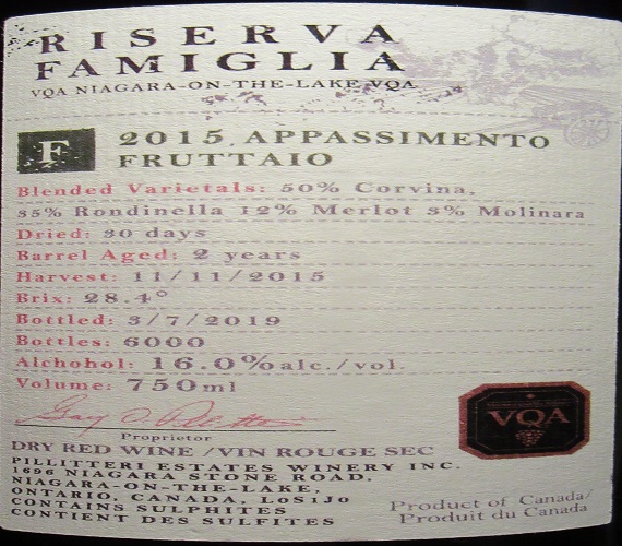 Video Review : Pillitteri 2015 Fruttaio (Top 3 – Ontario Appassimento Wines)