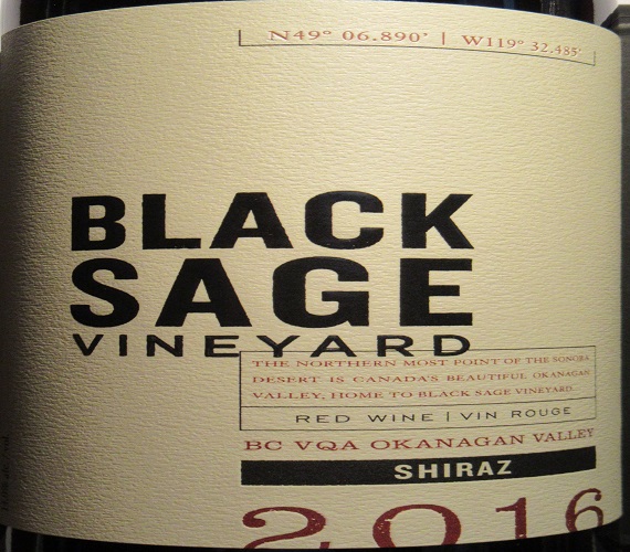 Video Review : Black Sage Vineyard 2016 Shiraz (British Columbia)