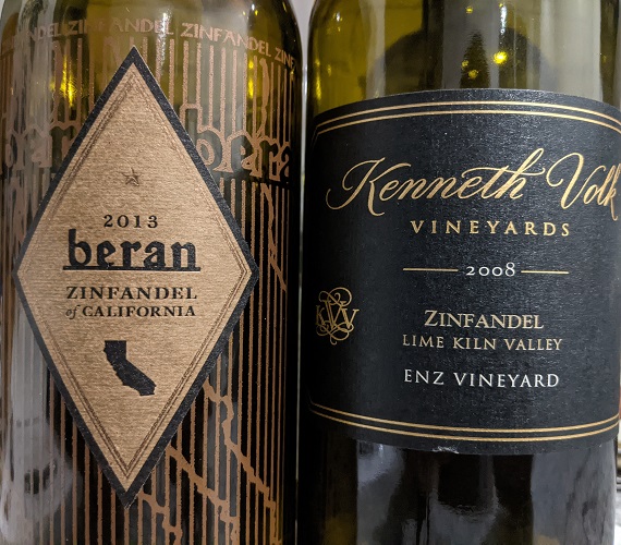 Kenneth Volk 2008 & Beran 2013 Zinfandels (California)