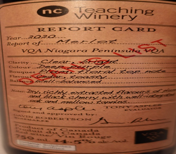 Video Review : Niagara College 2020 Dean’s List Merlot (Ontario Wine)